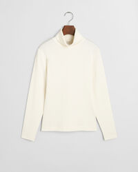 Camisola de manga comprida canelada com gola alta