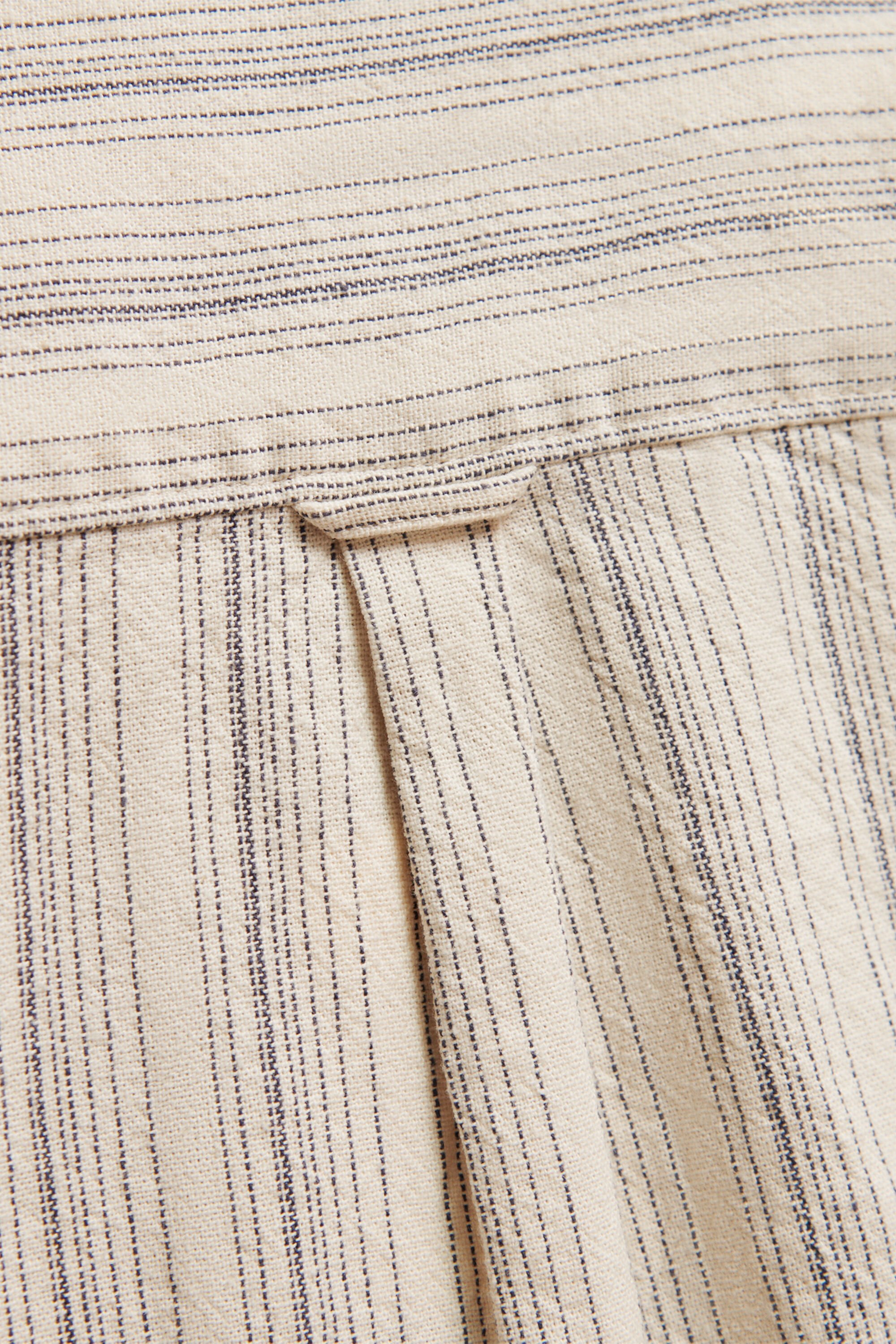 Camisa em mistura de linho às riscas Teen Boys