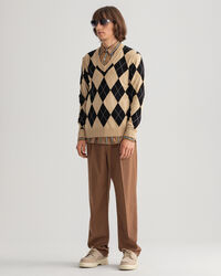 Camisola com decote em V Argyle