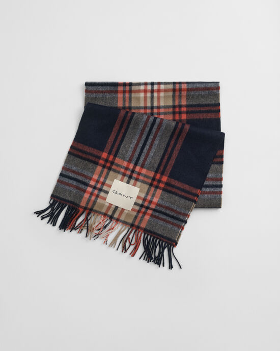 Cachecol em lã com padrão de xadrez Tartan