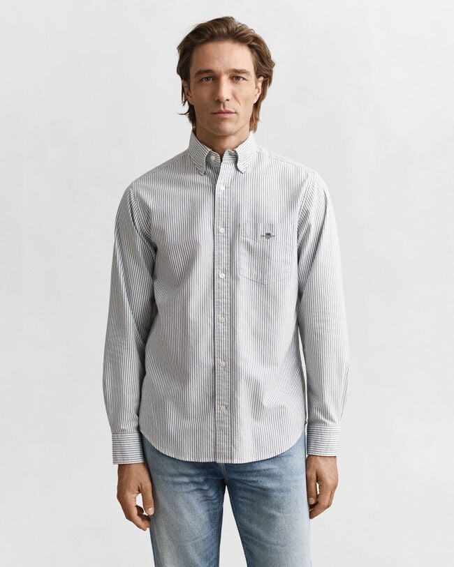 Camisa Oxford clássica com riscas finas regular fit