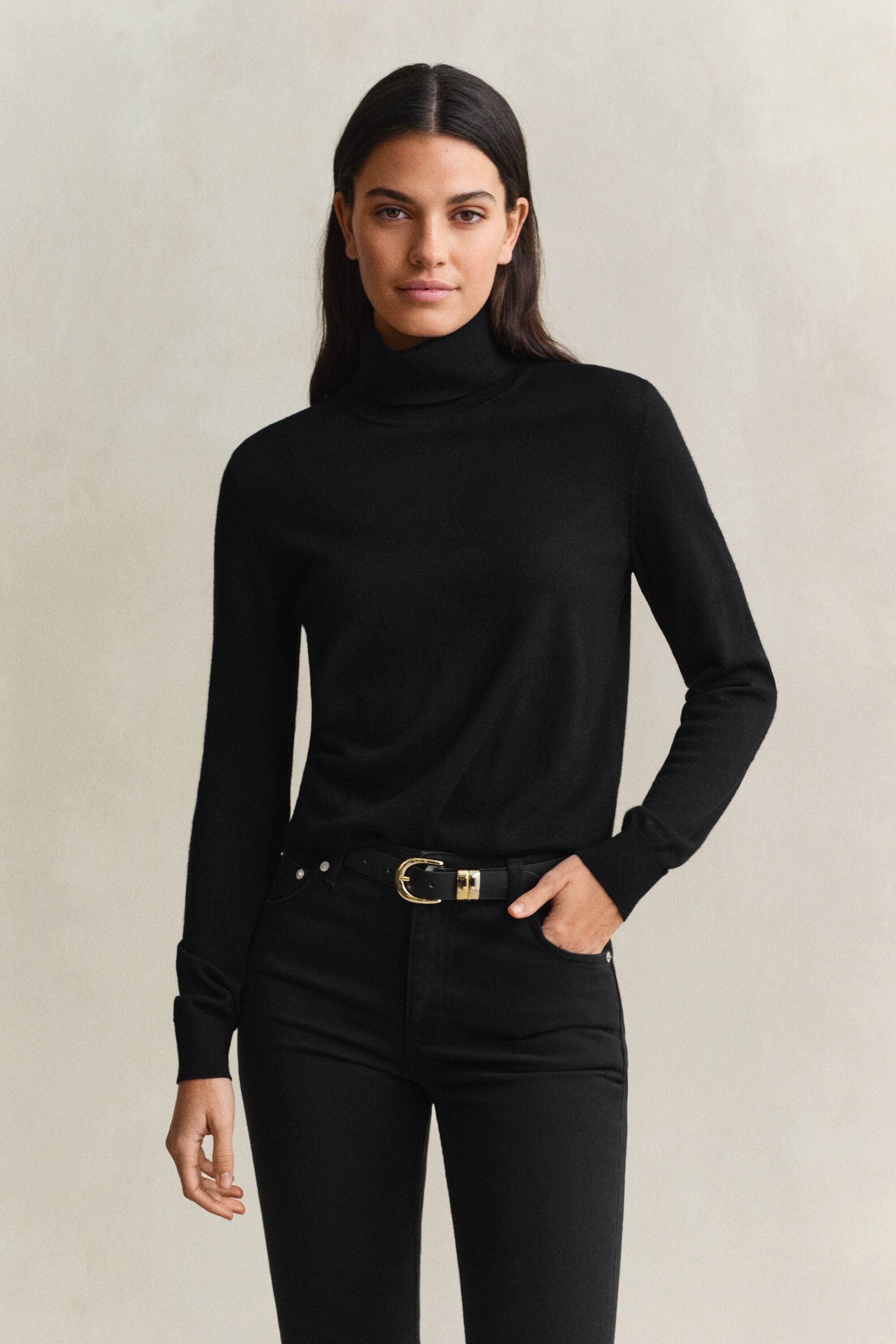 Camisola de gola alta em lã de merino extrafina