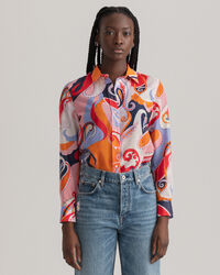 Camisa de seda de algod&atilde;o com padr&atilde;o paisley regular fit