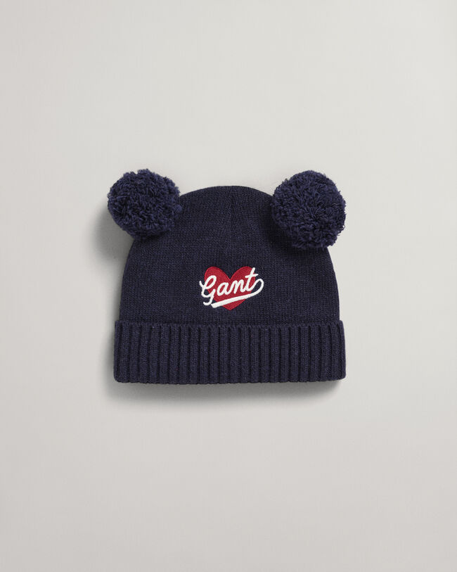 Gorro com cora&ccedil;&atilde;o e pompons Girls