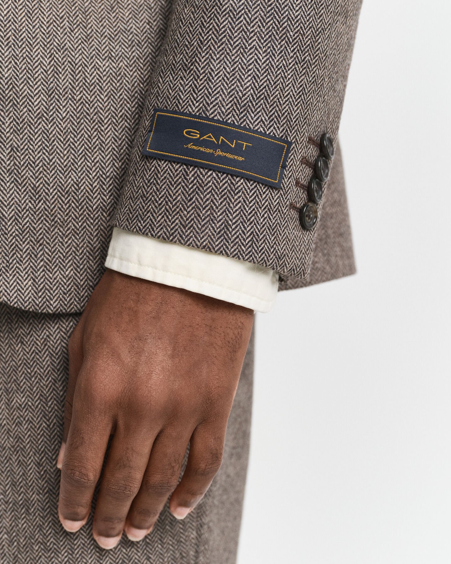 Casaco de fato em flanela com padrão espinha de peixe slim fit