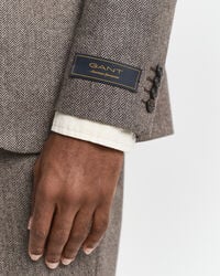 Casaco de fato em flanela com padrão espinha de peixe slim fit