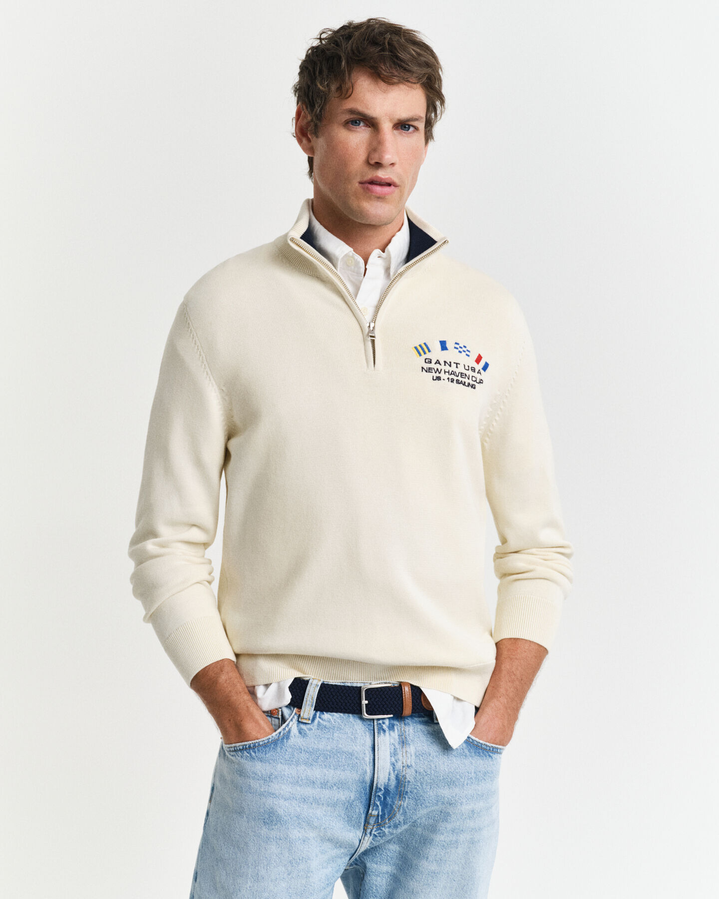 Camisola de malha com meio fecho de correr Nautical Flags