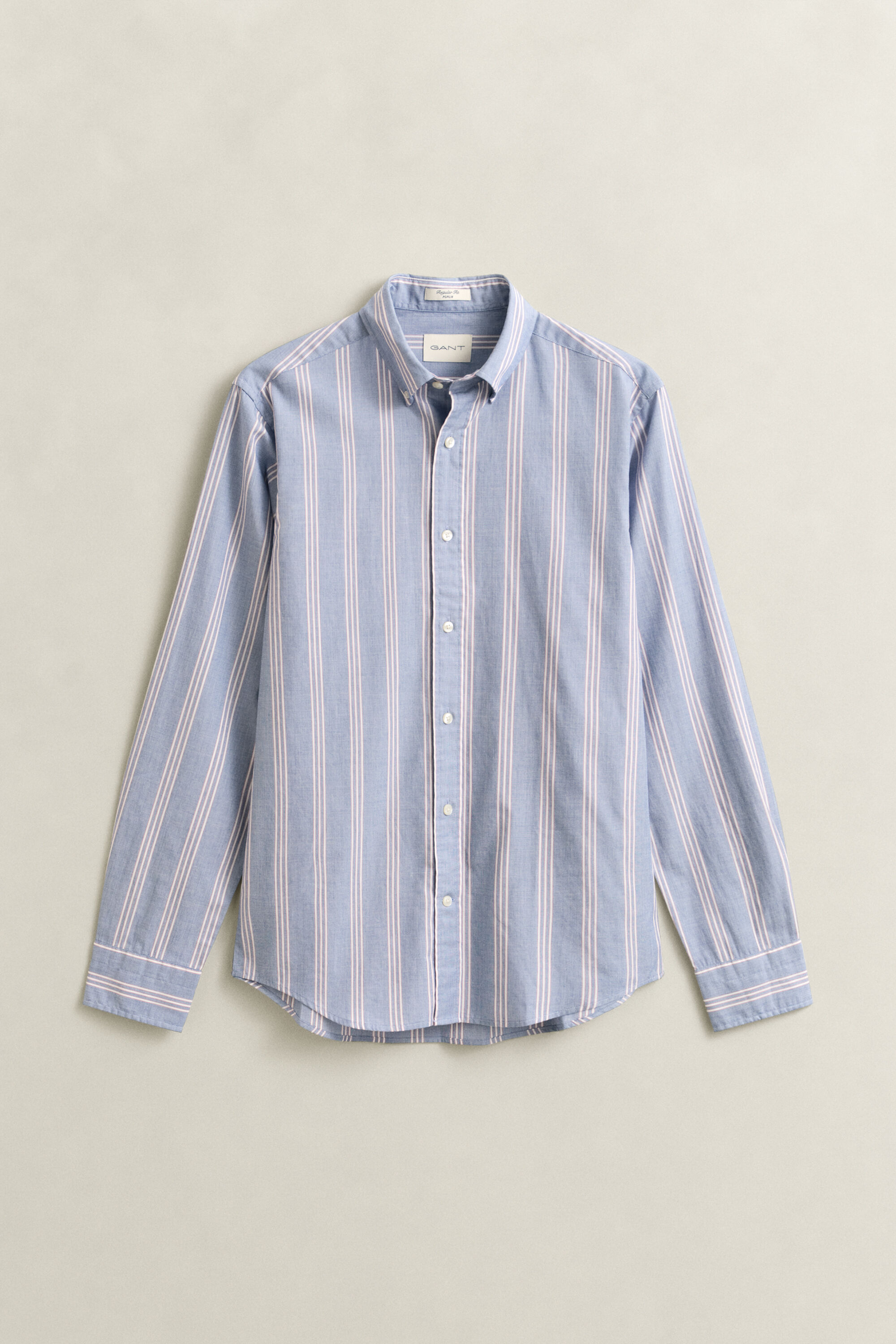 Camisa em popelina às riscas Fil-à-Fil regular fit