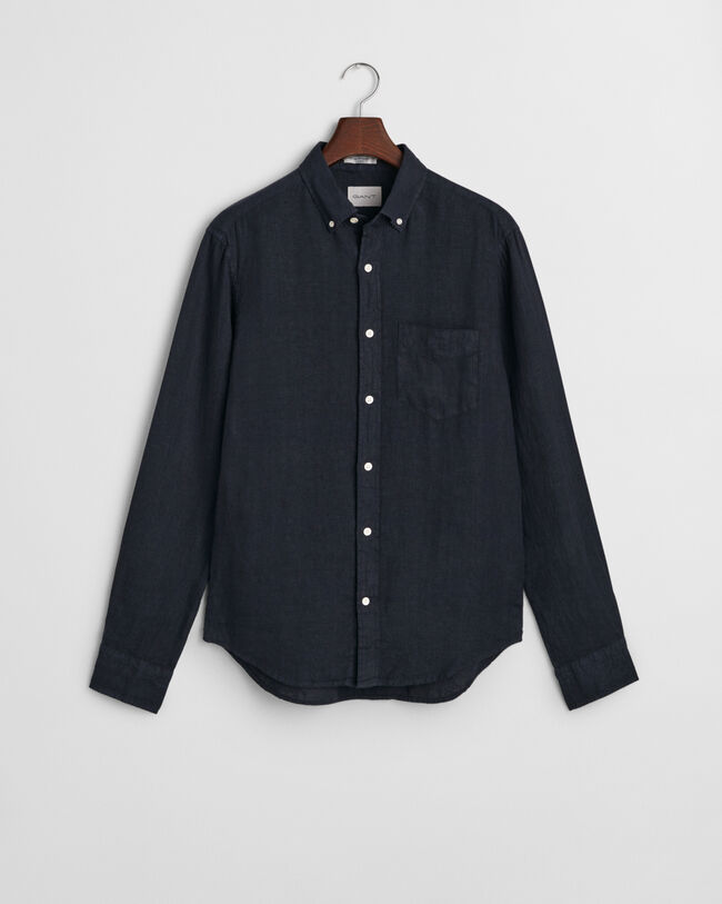 Camisa de linho tingida regular fit