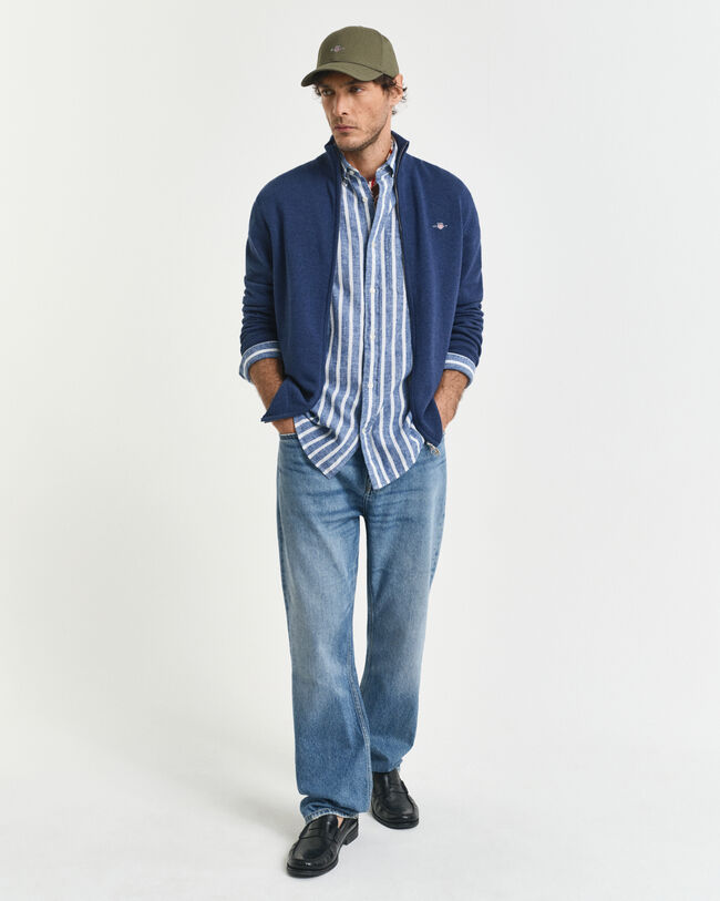 Casaco de malha com fecho de correr Casual Cotton