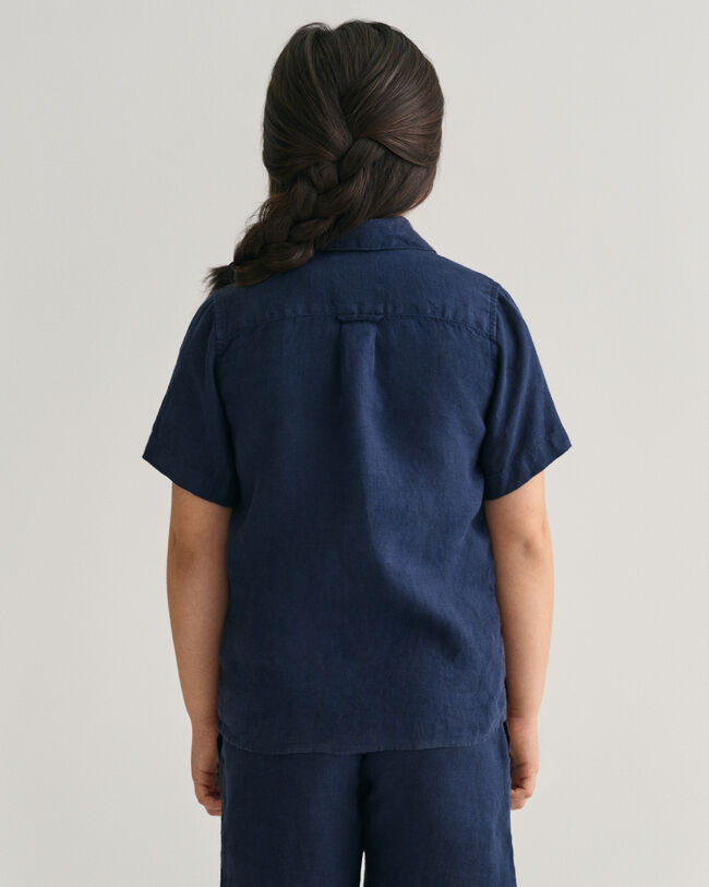 Camisa de linho com manga curta Kids