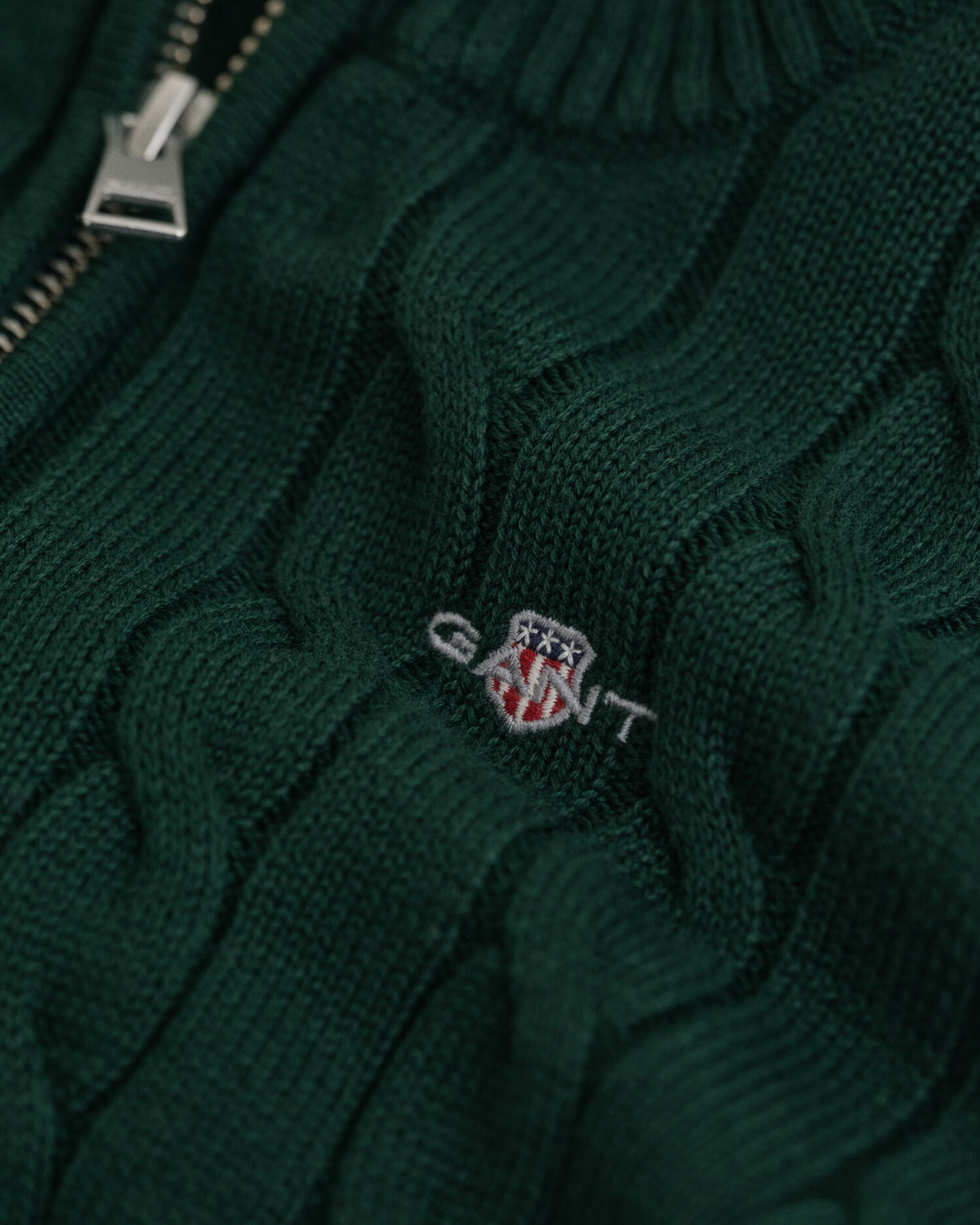 Camisola de malha entrançada em algodão com meio fecho de correr Kids