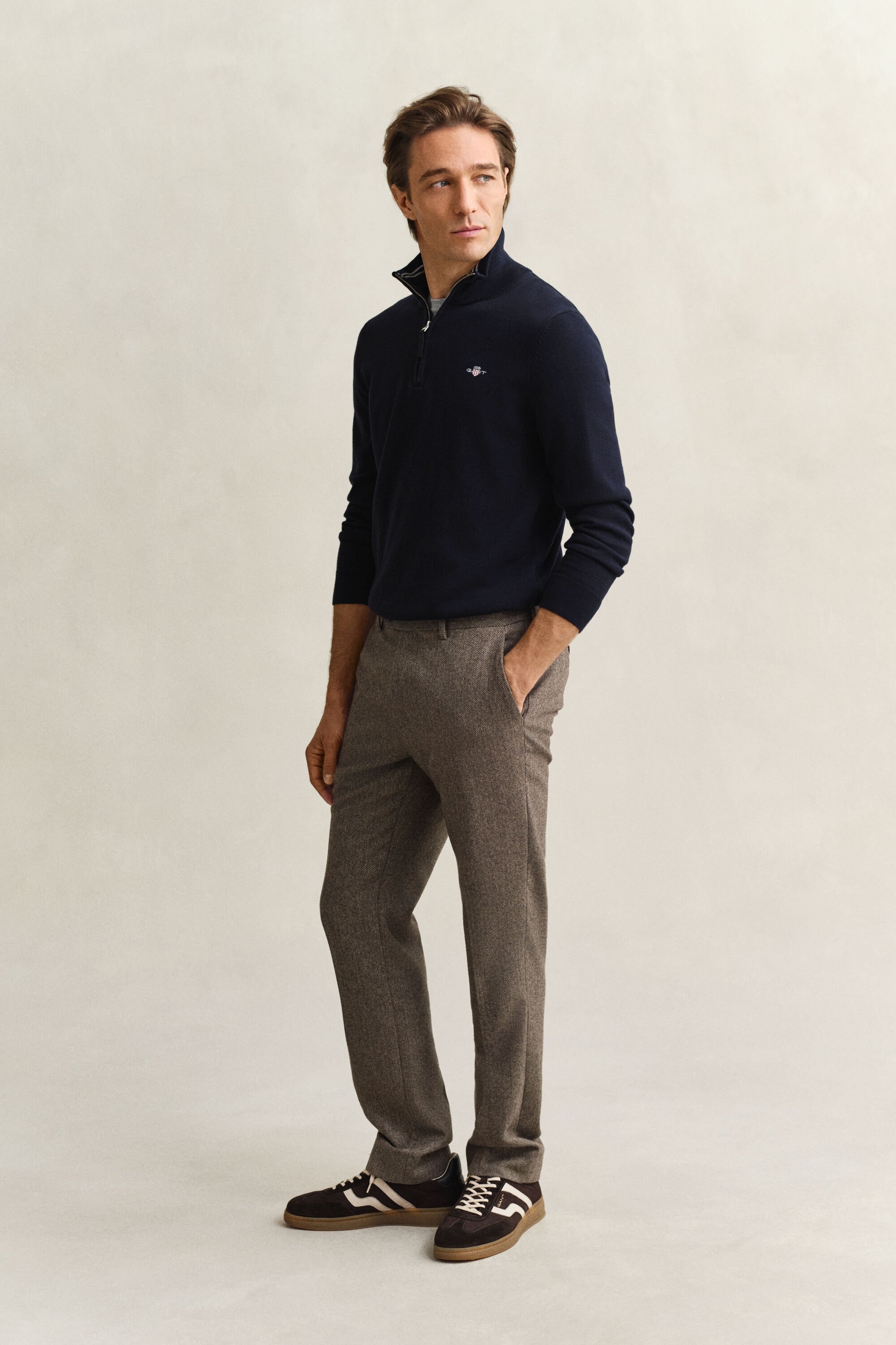 Sweatshirt com meio fecho em algodão clássico