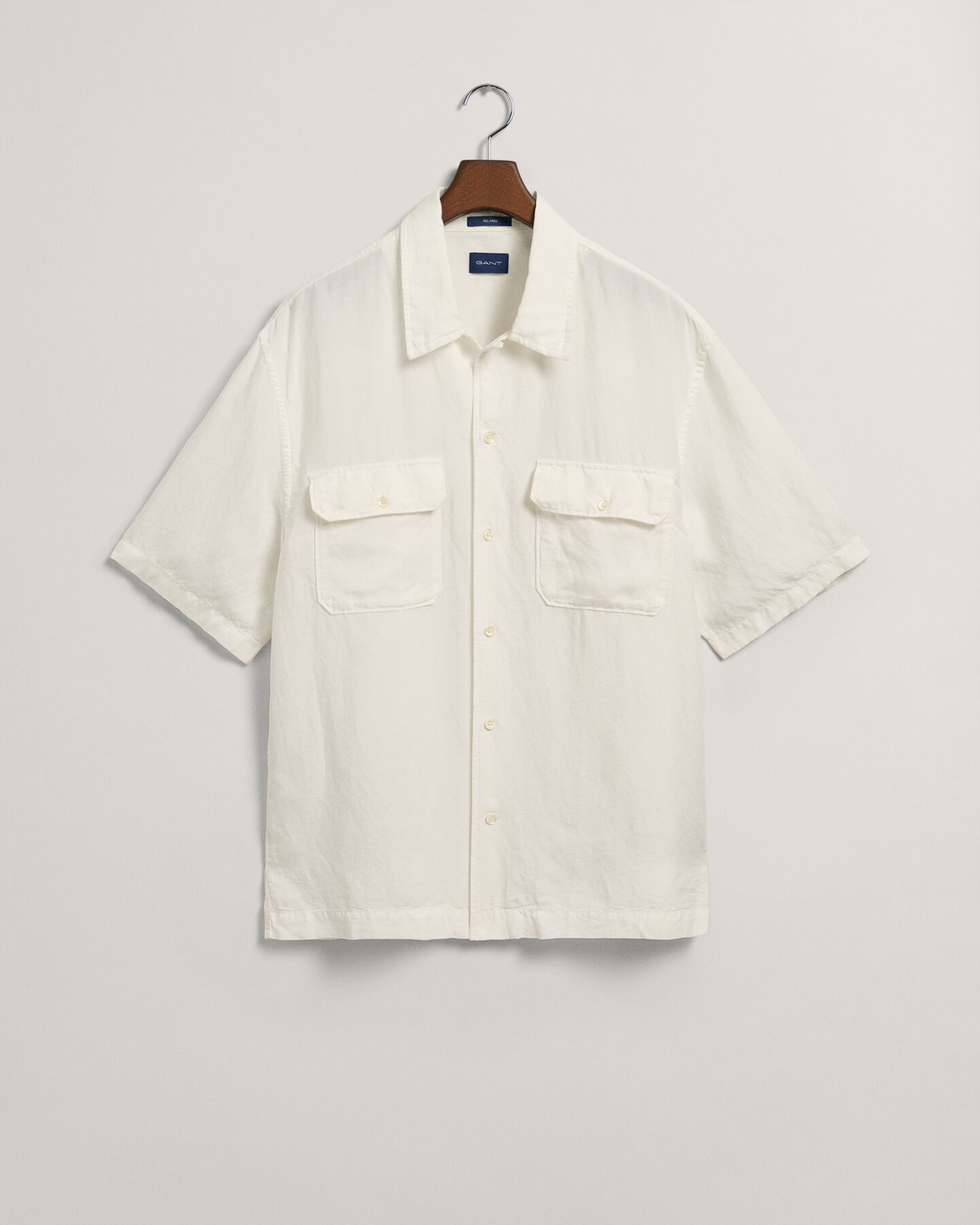 Camisa de manga curta em liocel e linho relaxed fit