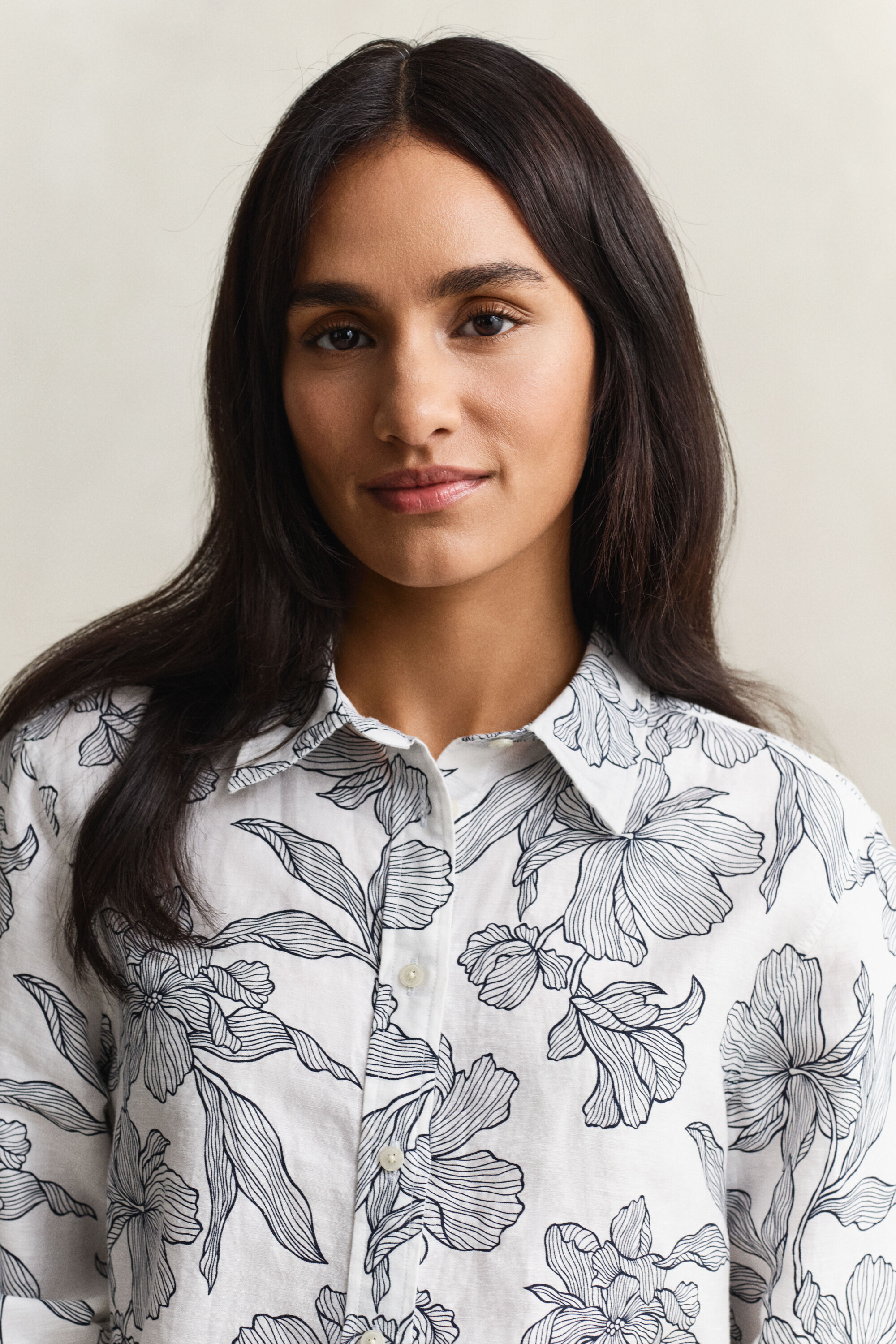 Camisa de linho floral
