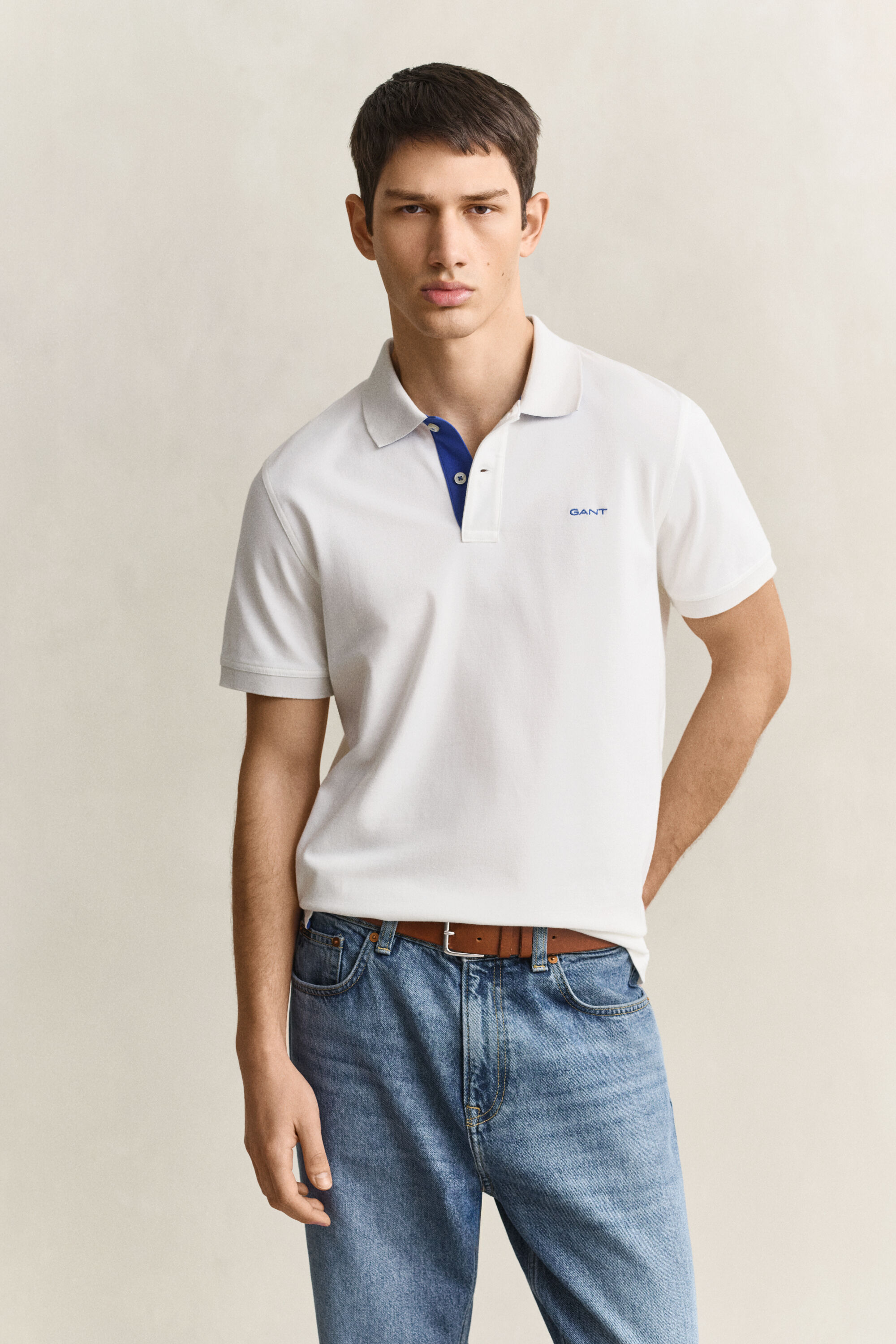 Polo em algodão piqué contrastante