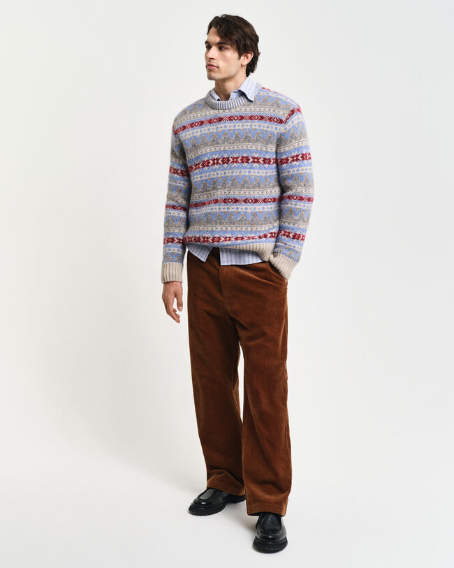Camisola de malha com decote redondo Fair Isle