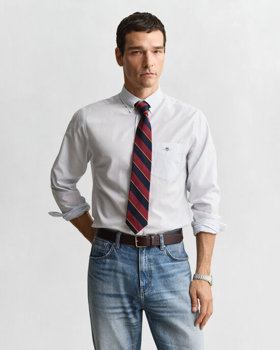 Camisa em popelina às riscas finas Classic regular fit