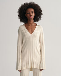 Pulover de malha com colarinho aberto