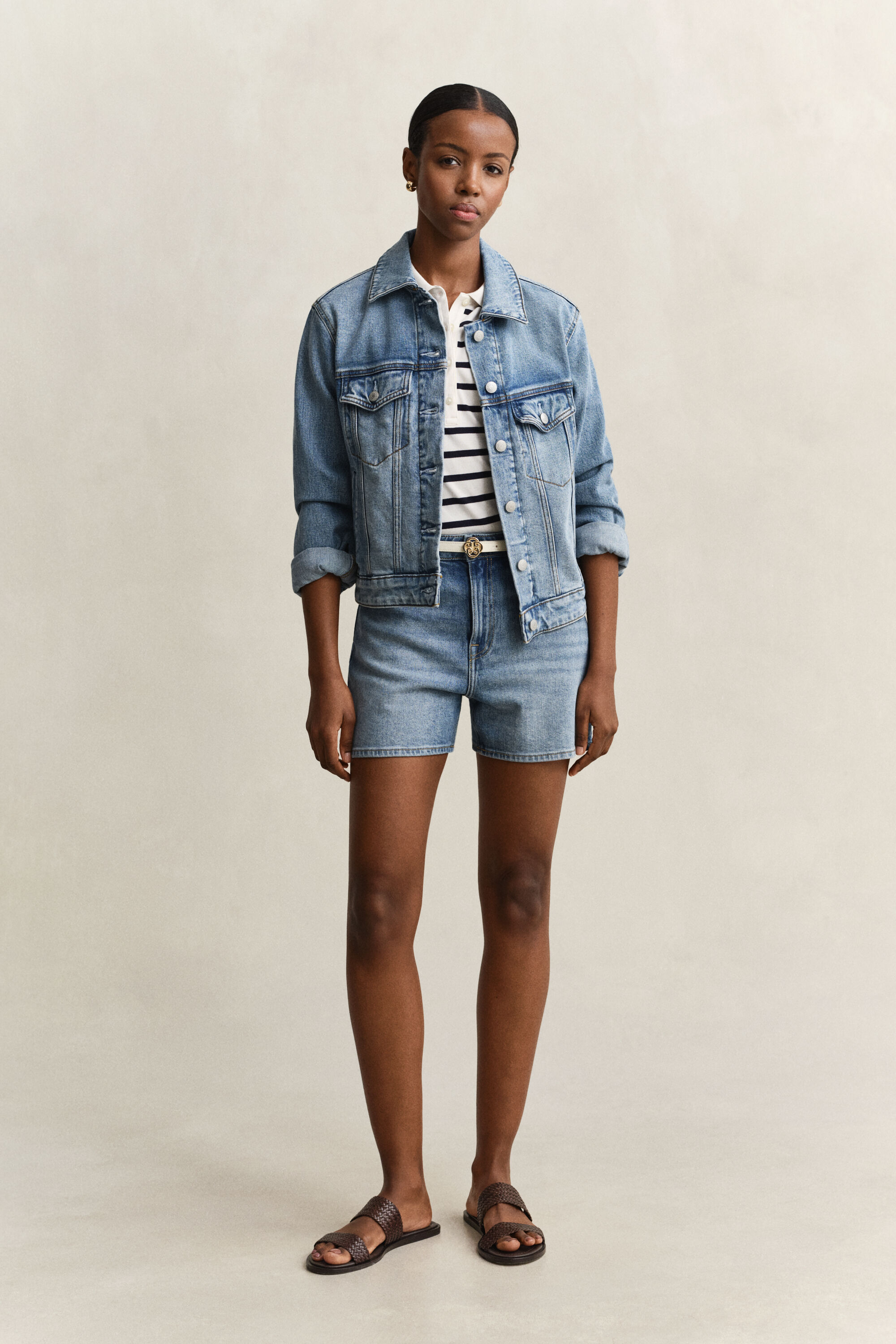 Polo em algodão piqué às riscas