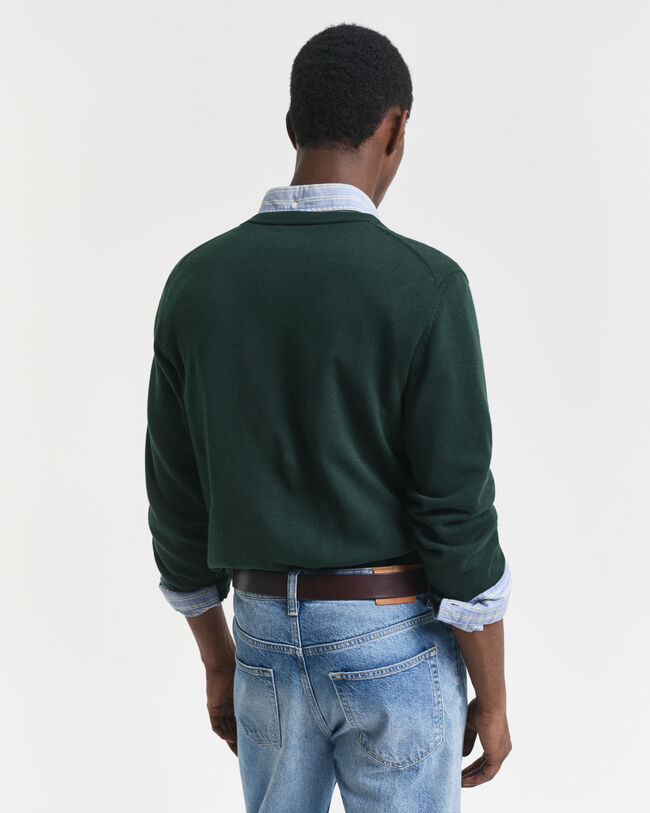 Pulover com decote em V em algodão clássico