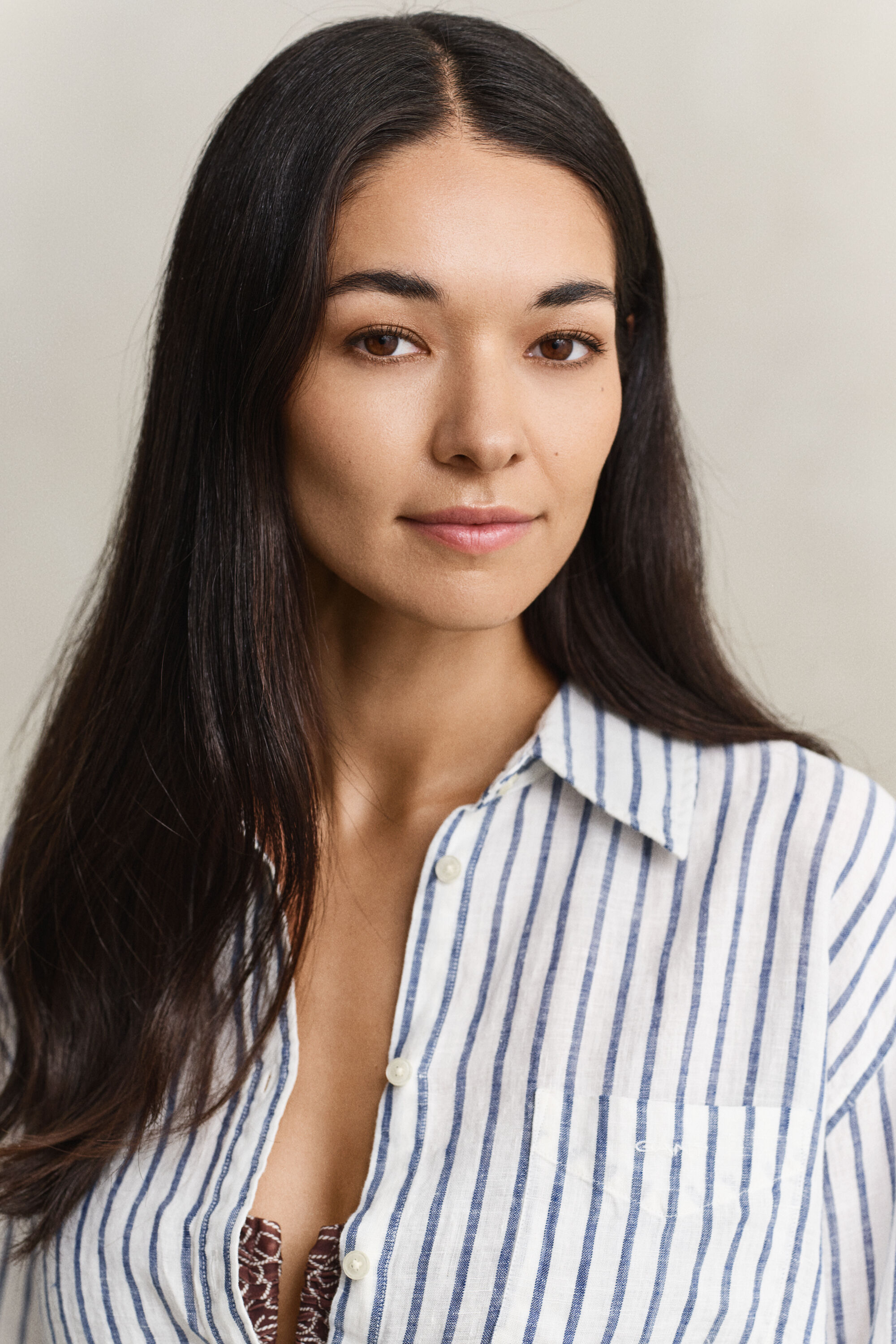 Camisa de linho às riscas relaxed fit