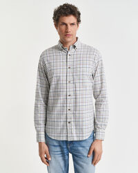 Camisa em sarja com padrão de xadrez Tattersall regular fit