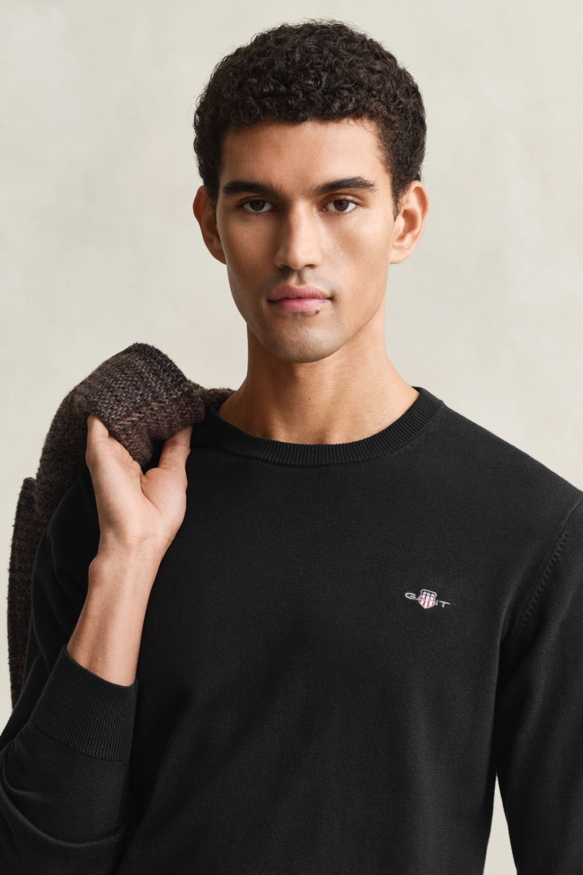 Camisola de malha com decote redondo em algodão