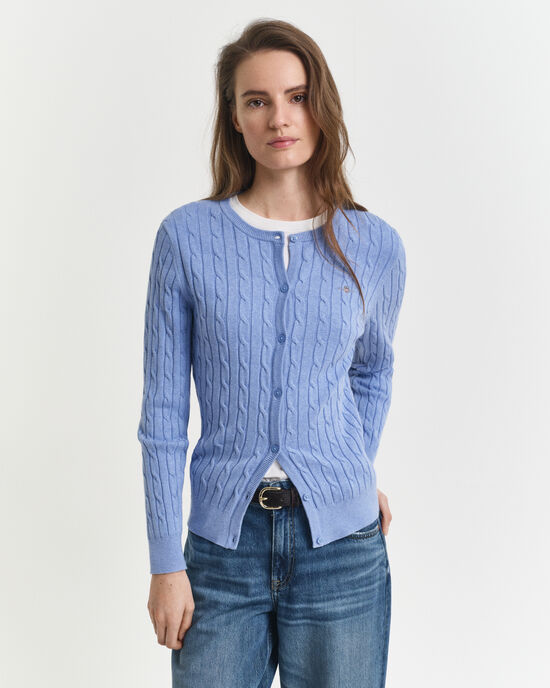 Casaco de malha canelada em algodão com elastano