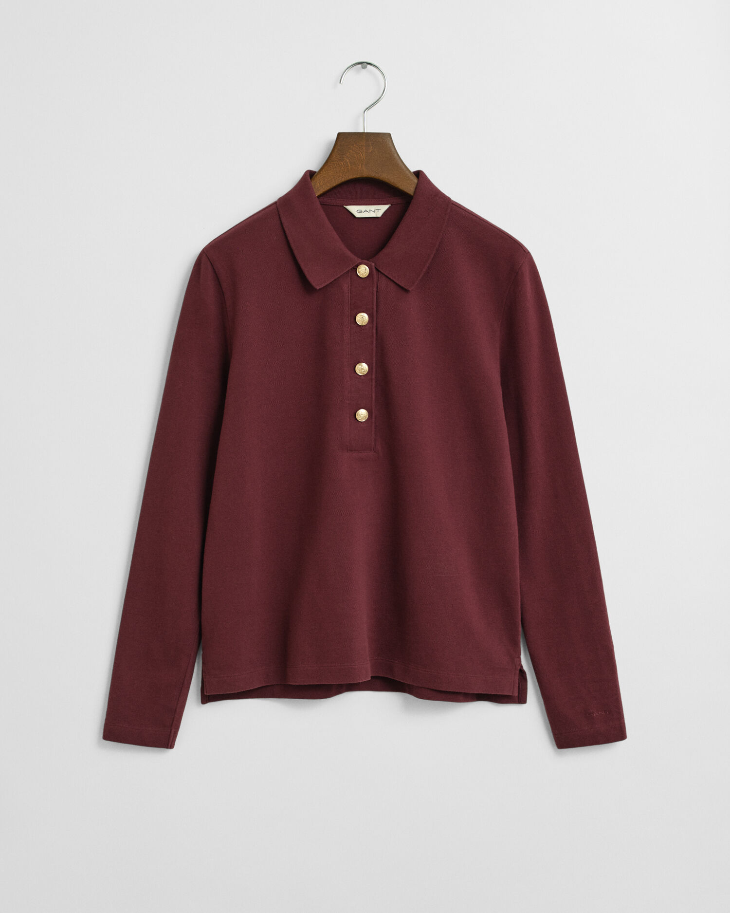 Polo de manga comprida em algodão piqué