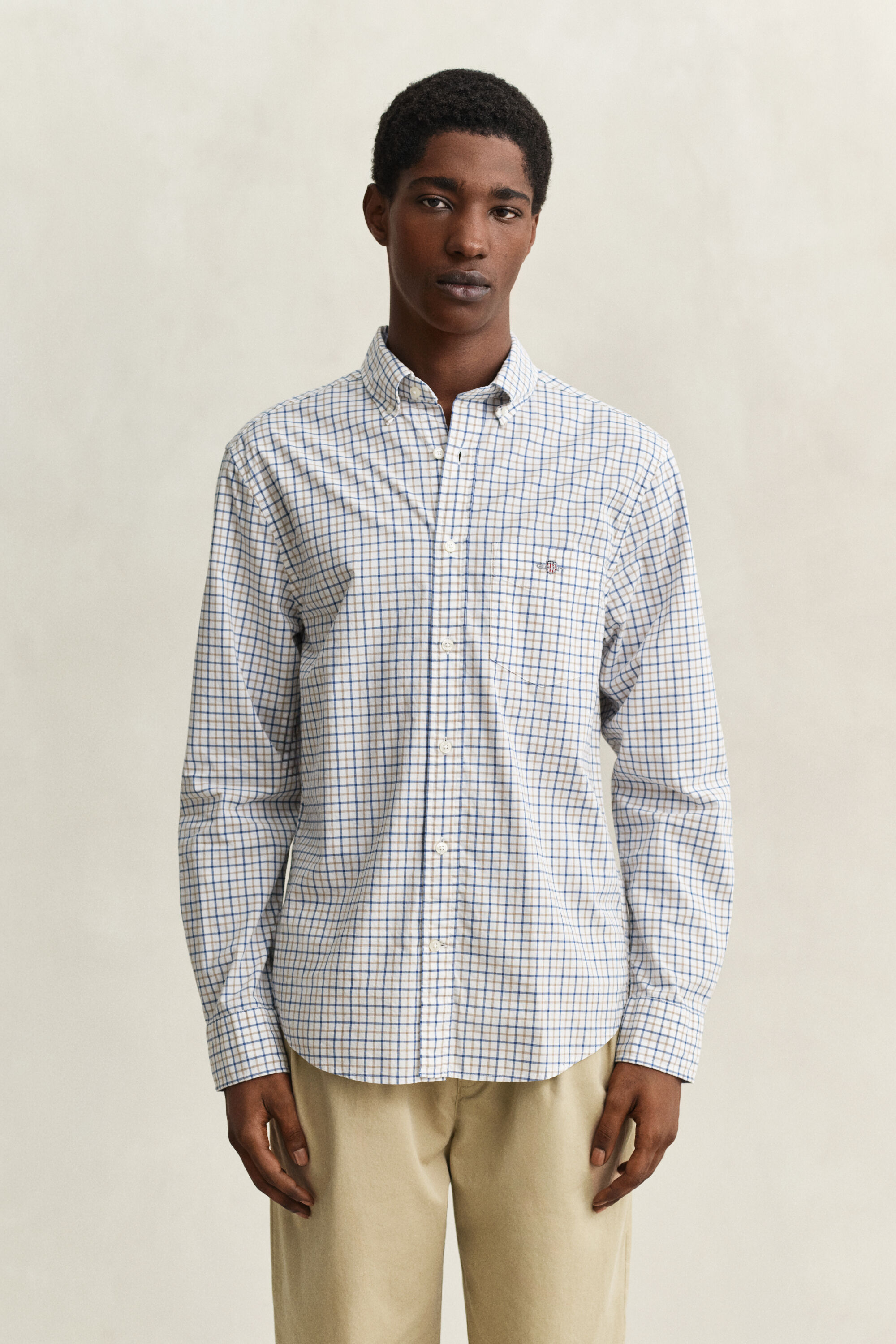 Camisa em popelina com padrão de xadrez Classic