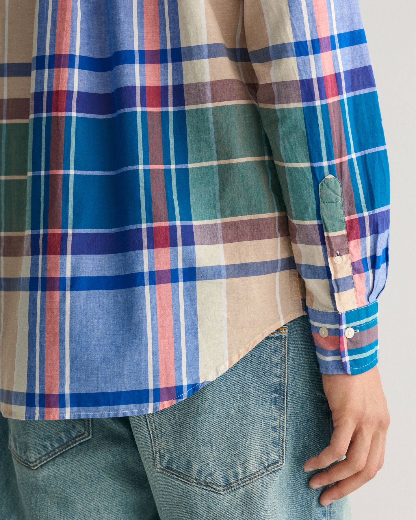 Camisa Madras &iacute;ndigo regular fit