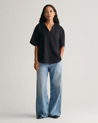 Camisa de manga curta em linho Popover relaxed fit