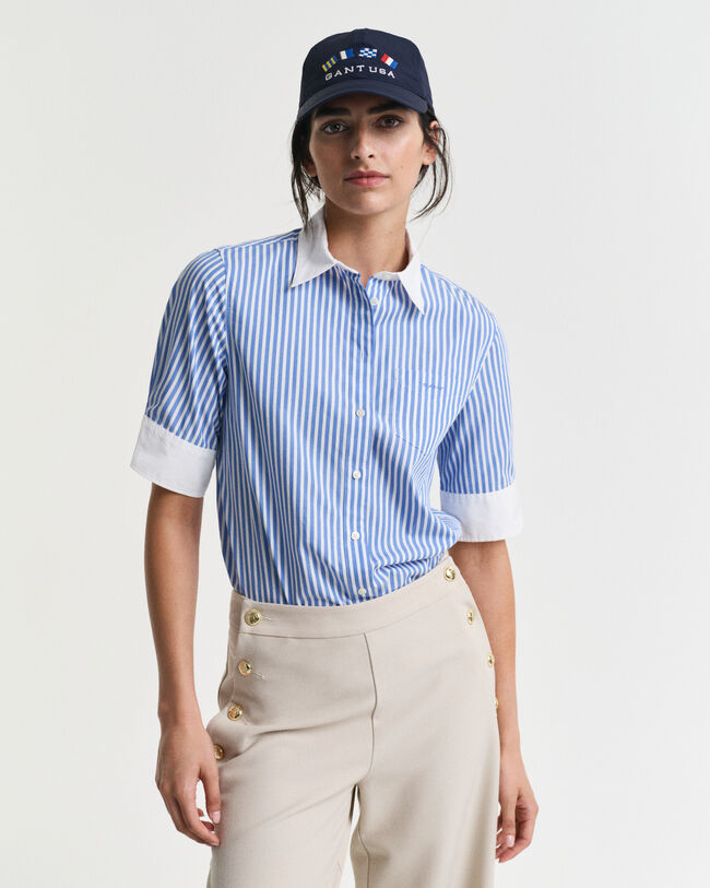 Camisa às riscas Contrast regular fit