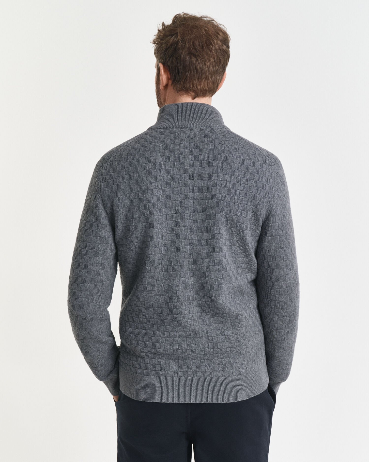 Camisola de malha com fecho de correr microtexturizada