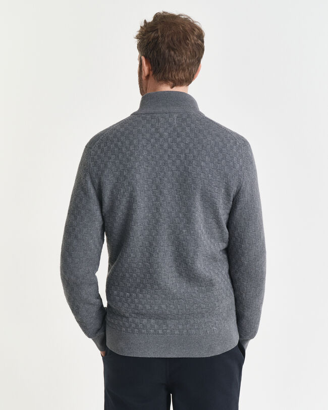 Camisola de malha com fecho de correr microtexturizada