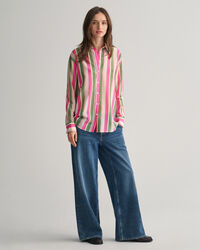 Camisa em seda e algod&atilde;o &agrave;s riscas relaxed fit