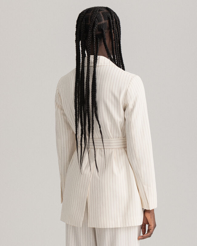 Blazer com cinto Pinstripe