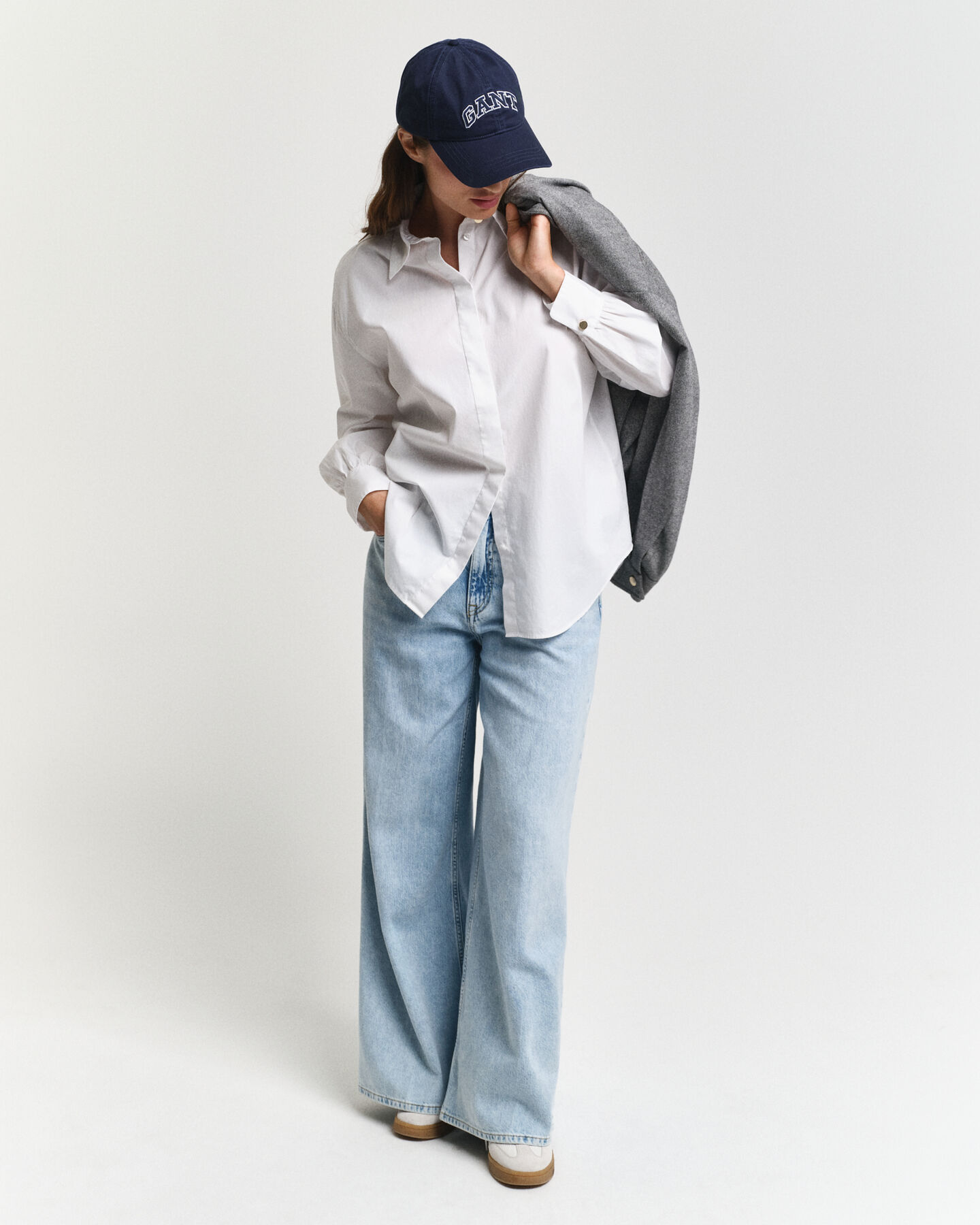 Camisa em popelina com mangas volumosas relaxed fit