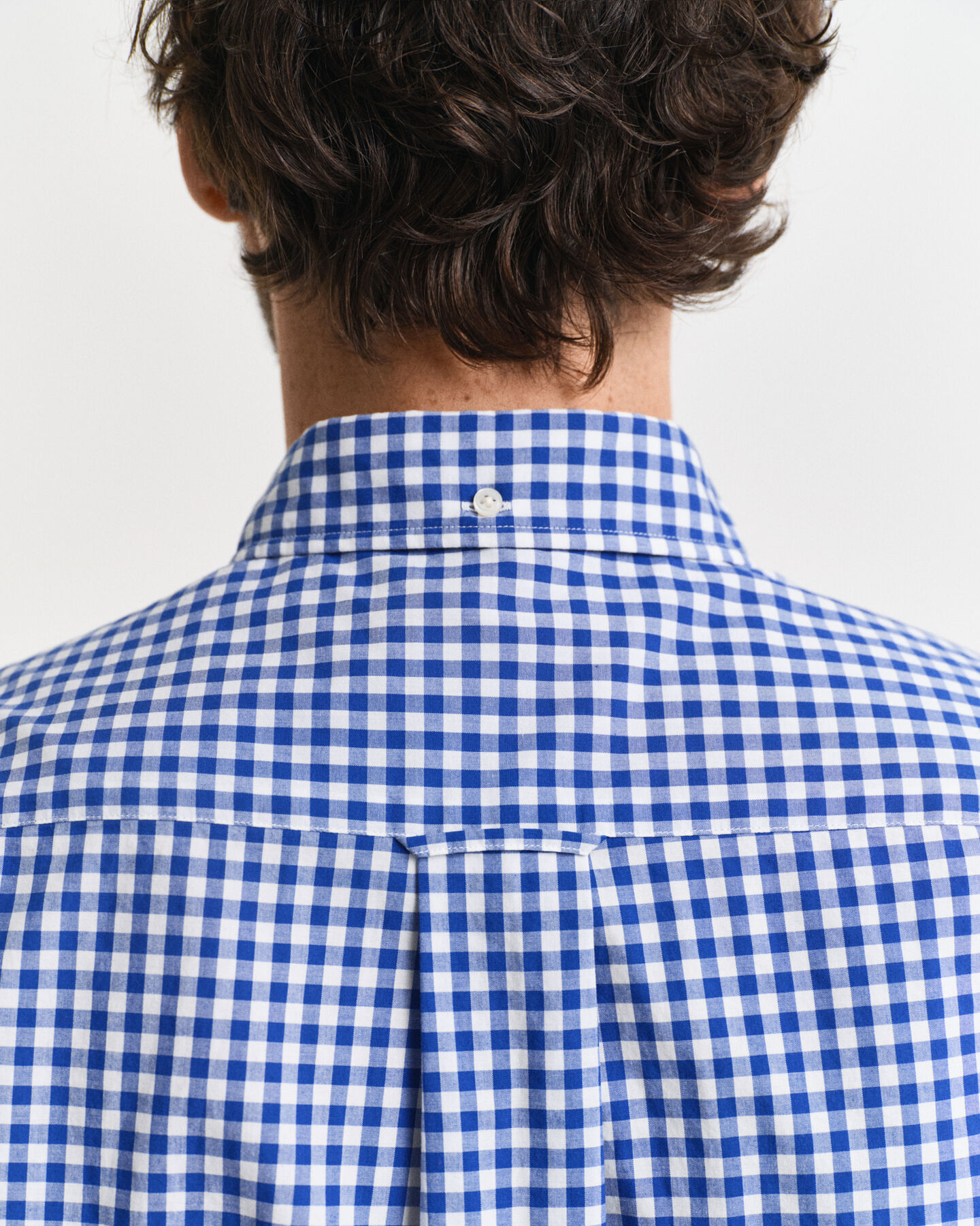 Camisa de manga curta em popelina Gingham clássica regular fit