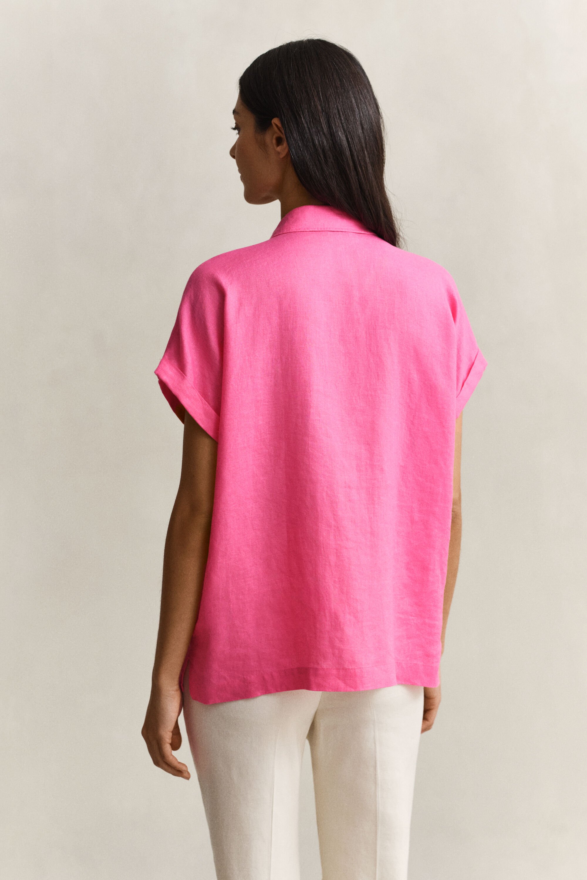 Camisa de manga curta em linho