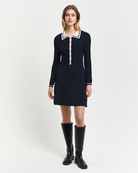 Vestido em malha canelada Contrast