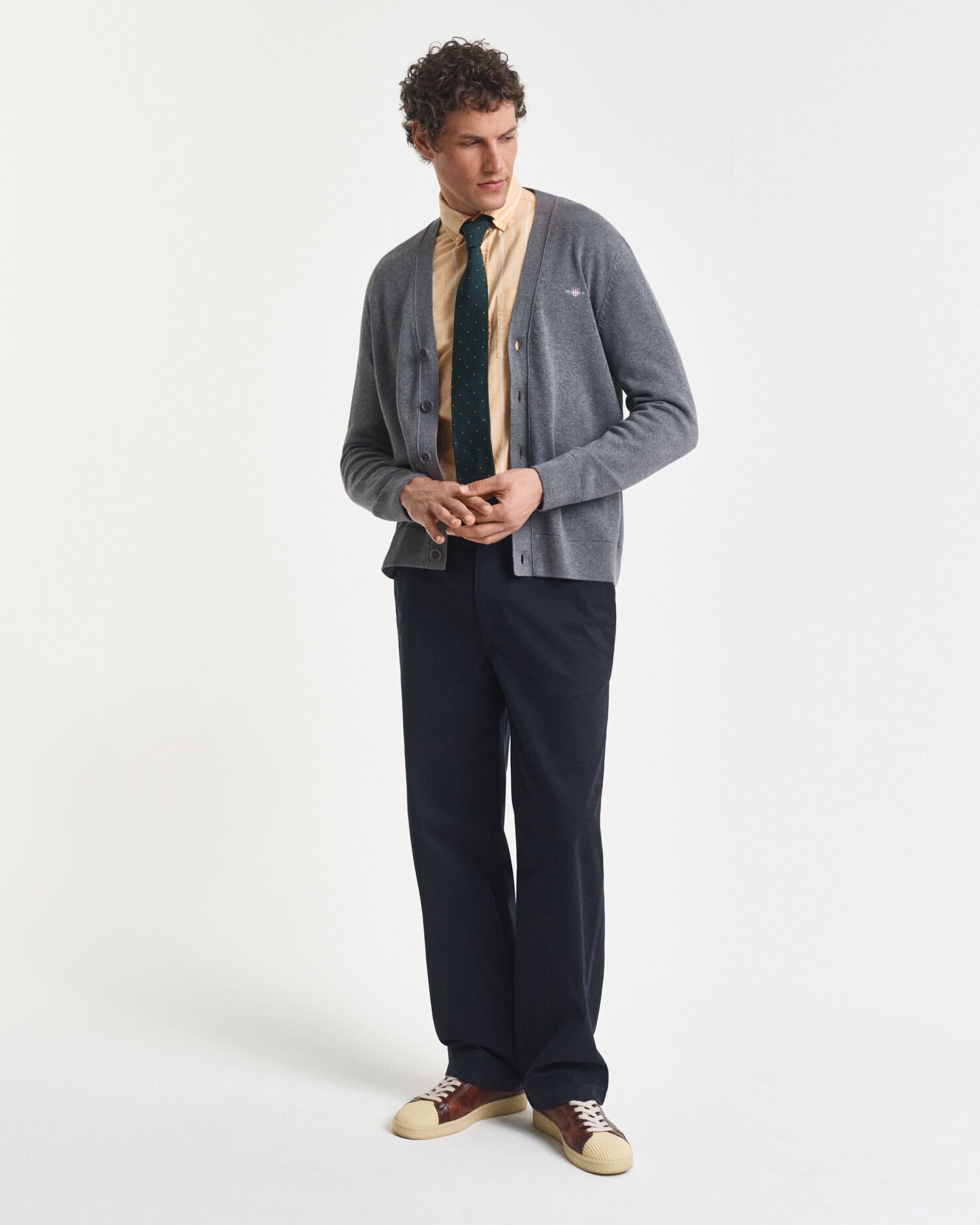 Casaco de malha de algodão informal