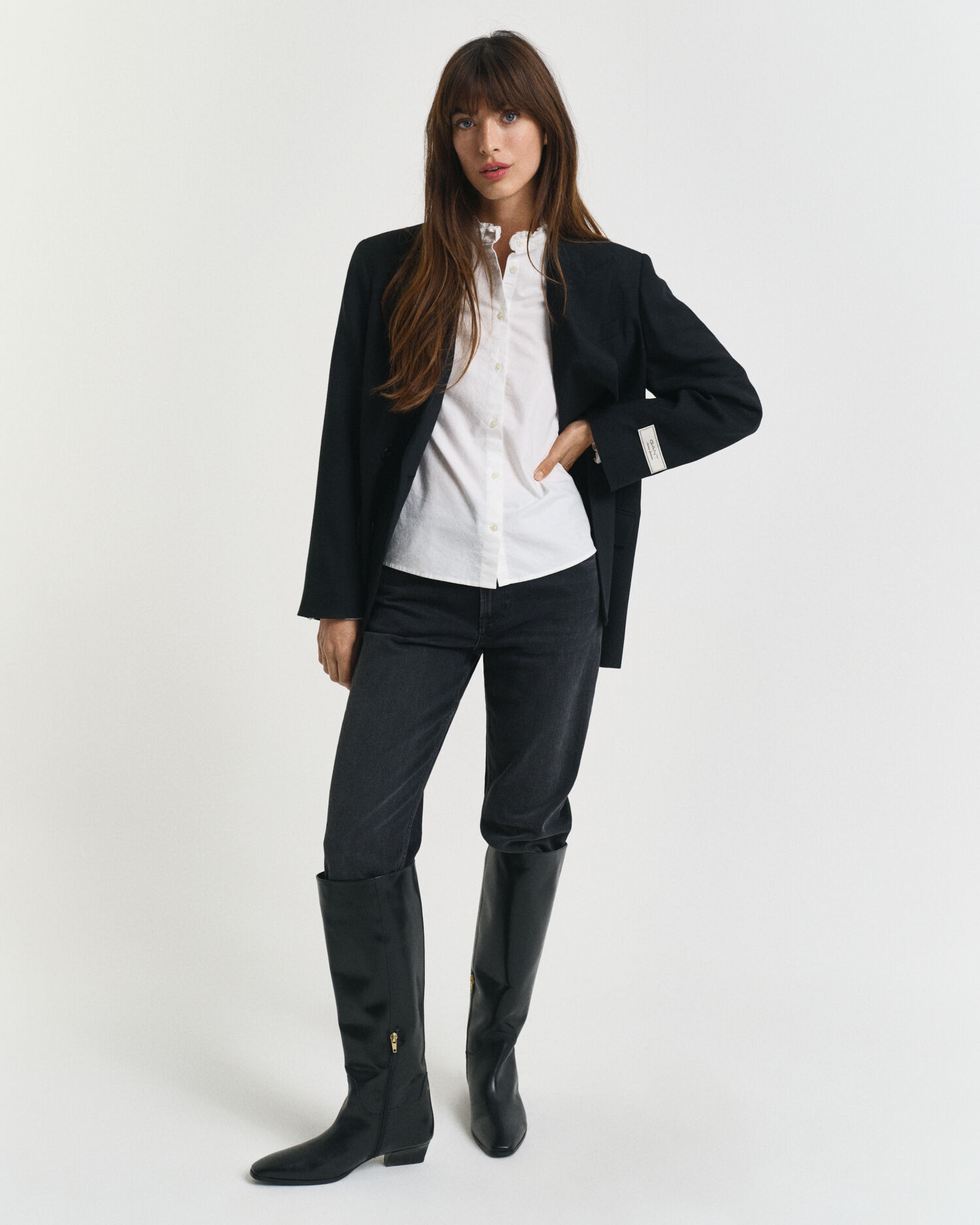 Blusa com folhos Oxford Classic