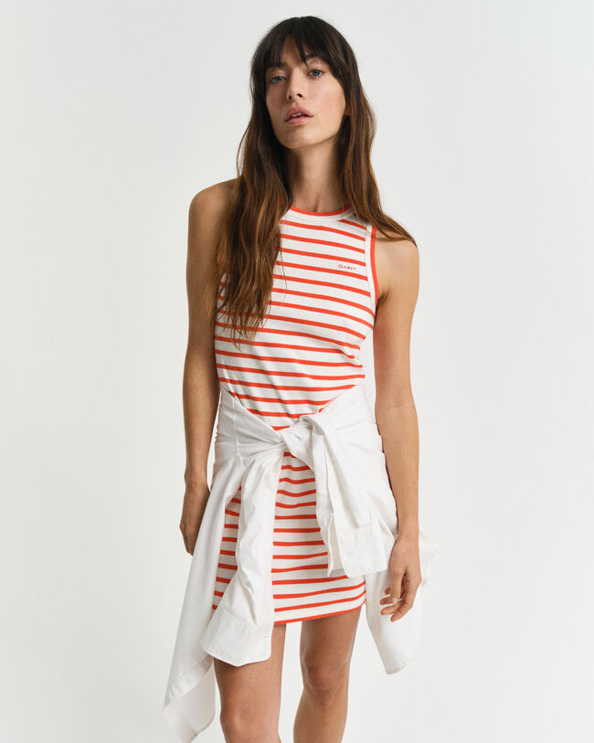 Vestido em jersey &agrave;s riscas