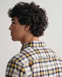 Camisa em algodão Oxford escovado com padrão de xadrez regular fit