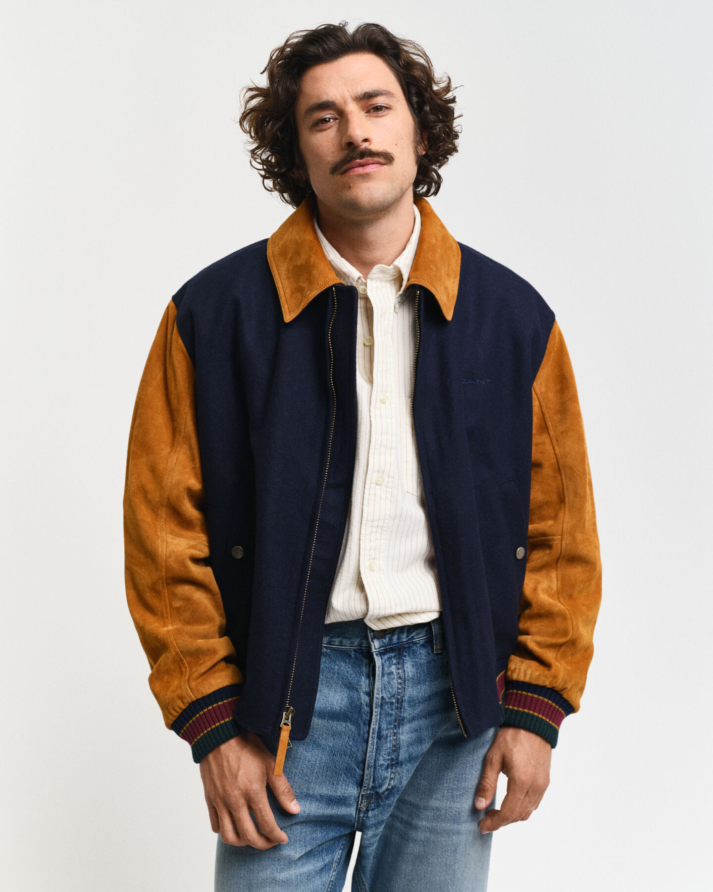 GANT Varsity Jacket em mistura de lã e camurça
