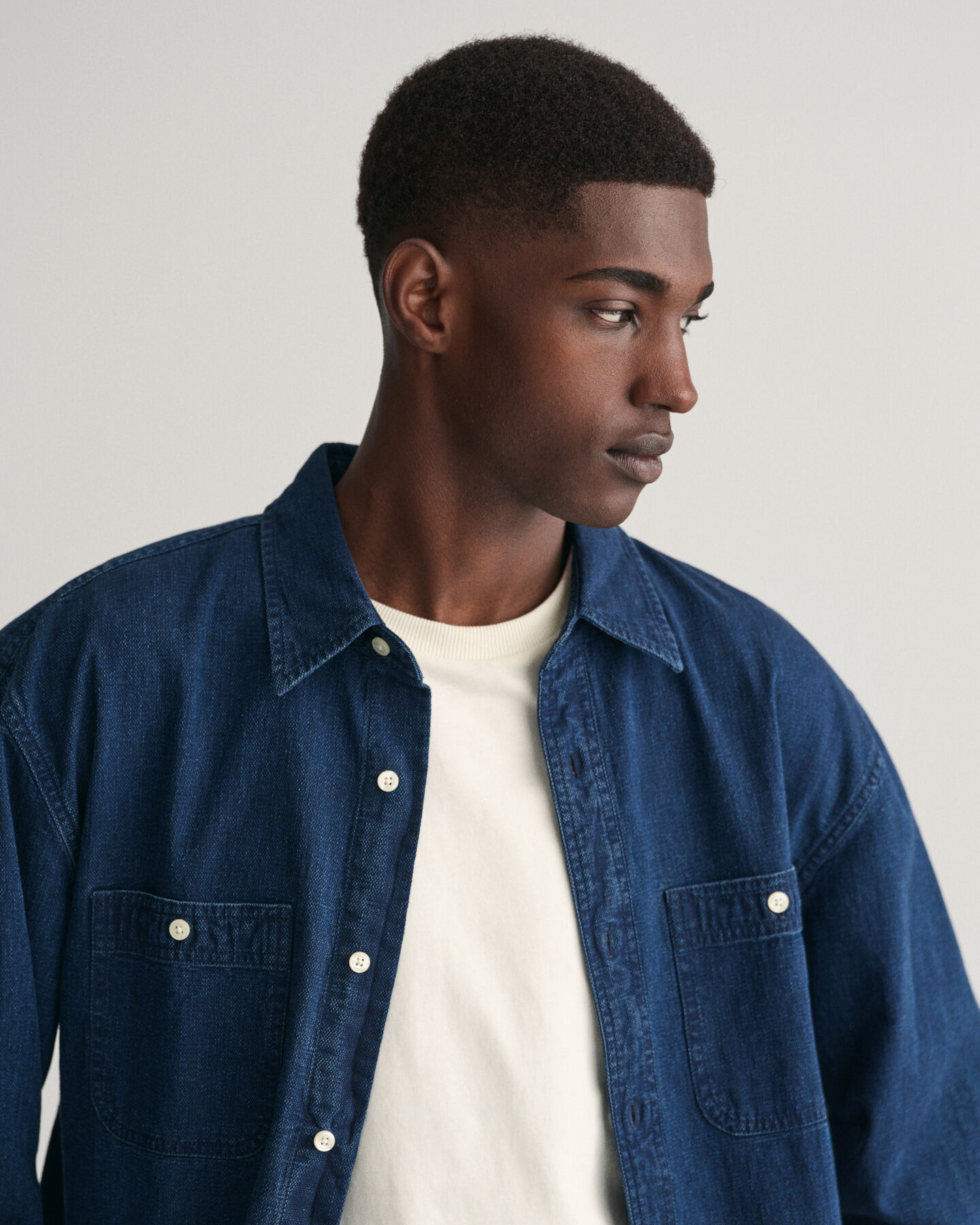 Camisa &iacute;ndigo Textured relaxed fit