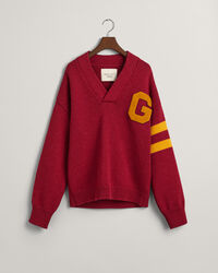 Pulover com decote em V Letterman