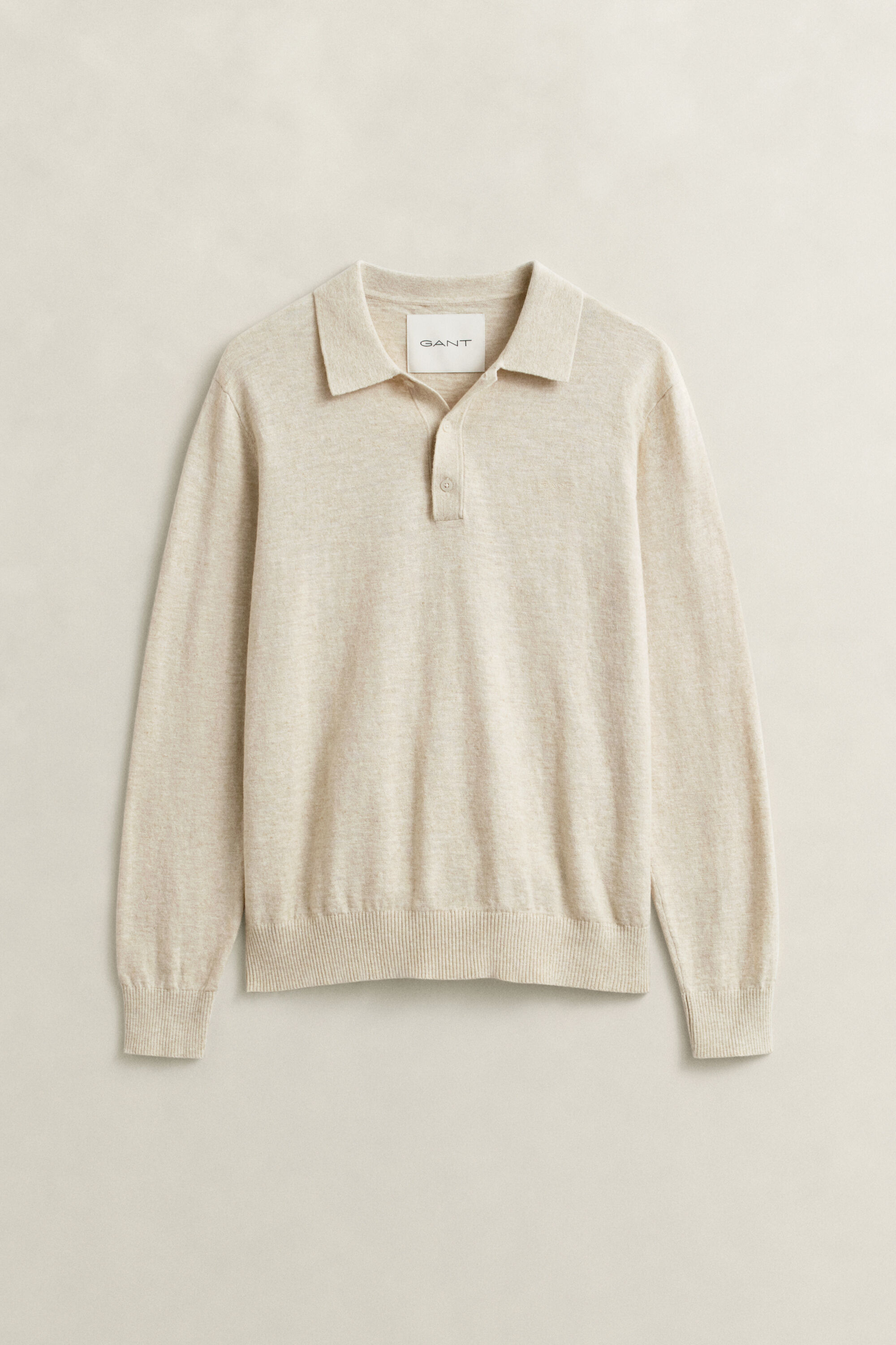 Camisola de malha estilo polo em algodão com mistura de fios